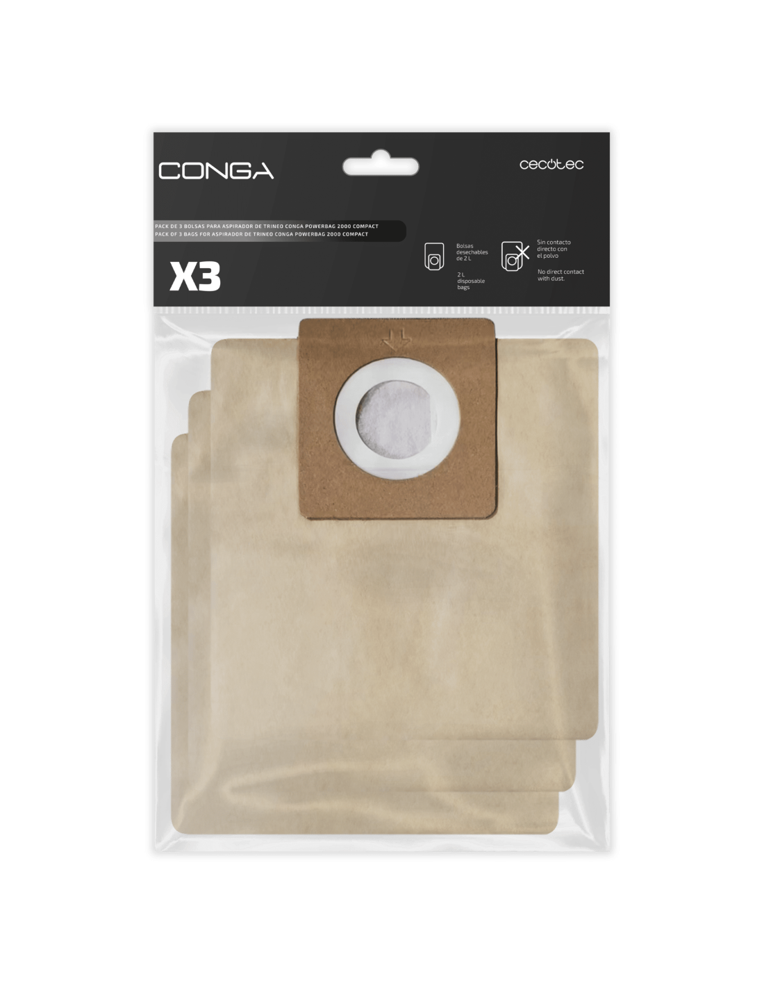 Pack de 3 bolsas para aspirador de trineo Conga PowerBag 2000 Compact