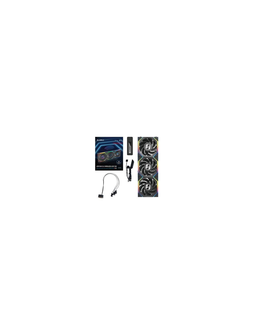 Lian Li UNI FAN SL Wireless LCD 120 Reverse Blade Carcasa del ordenador Ventilador 12 cm Negro 3 pieza(s)