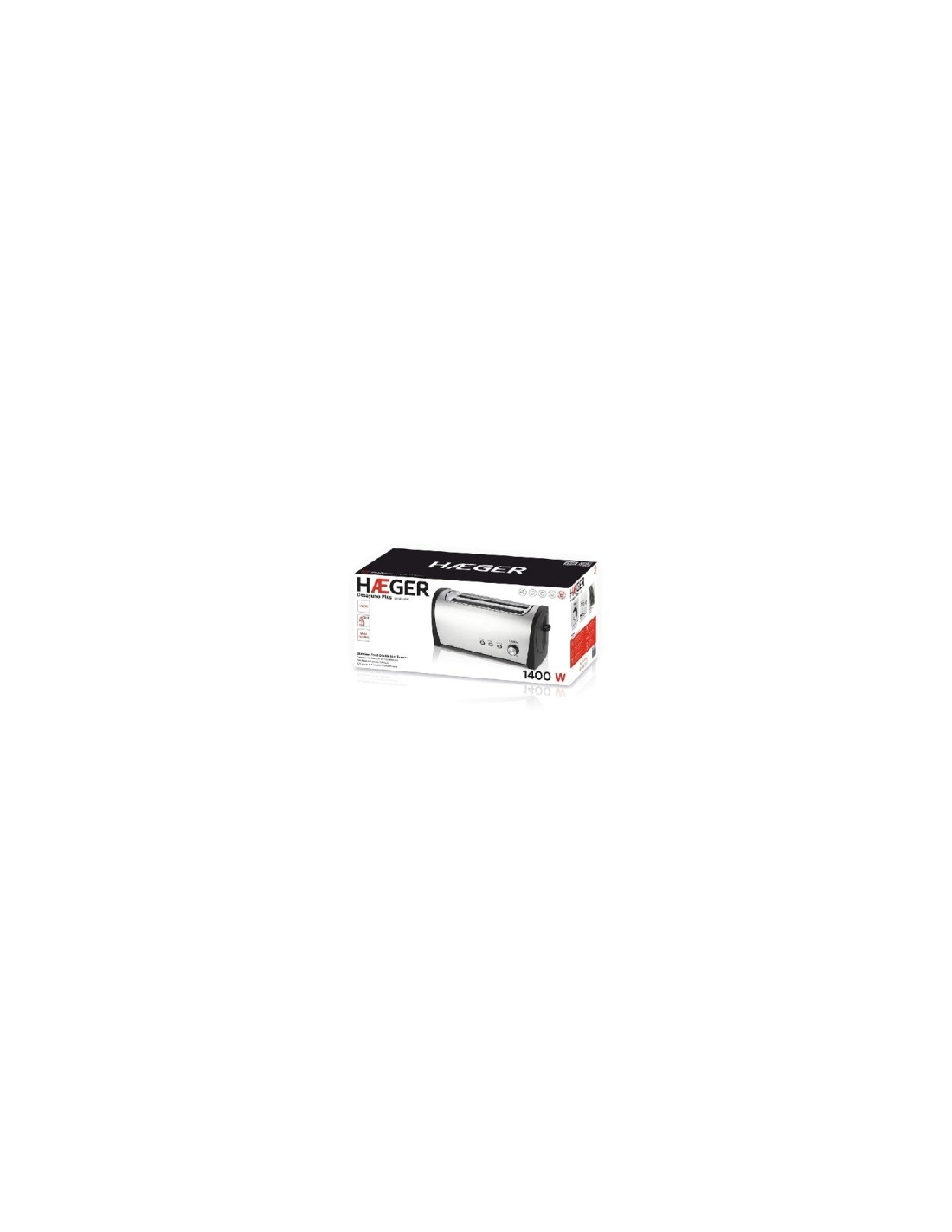 TOSTADOR DE PAN HAEGER DESAYUNO PLUS 1400W 2 RANURAS LARGAS 6 POSICIONES TOSTADO TO-14D.010A