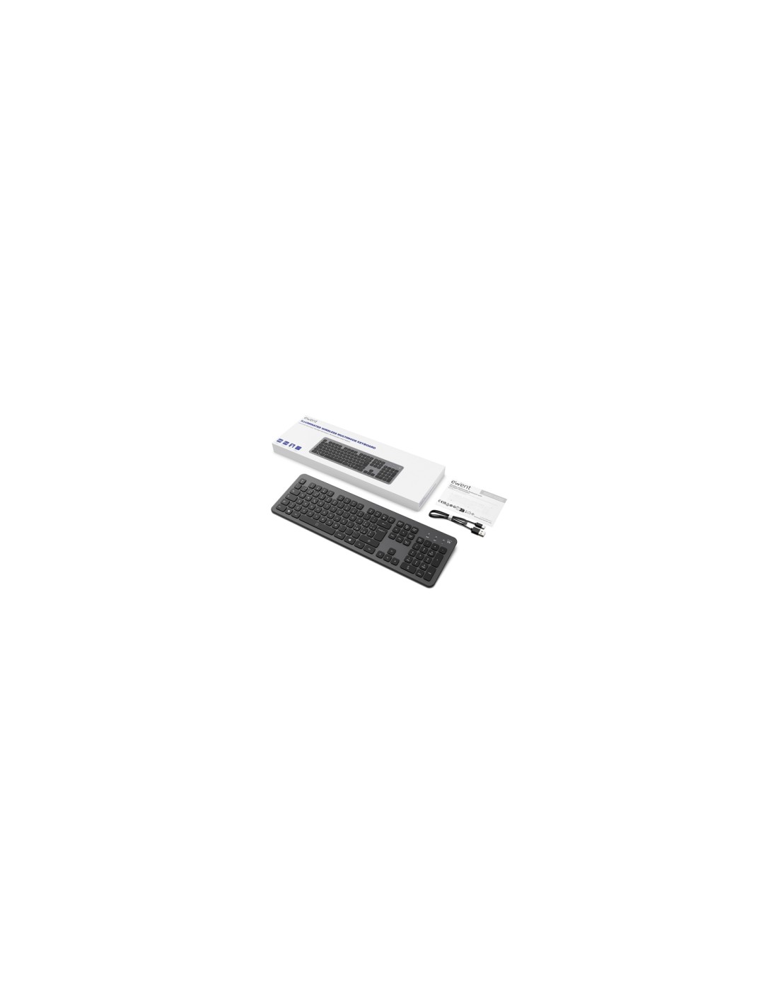 Ewent EW3296 teclado Universal RF inalámbrica + USB QWERTY Español Negro, Gris