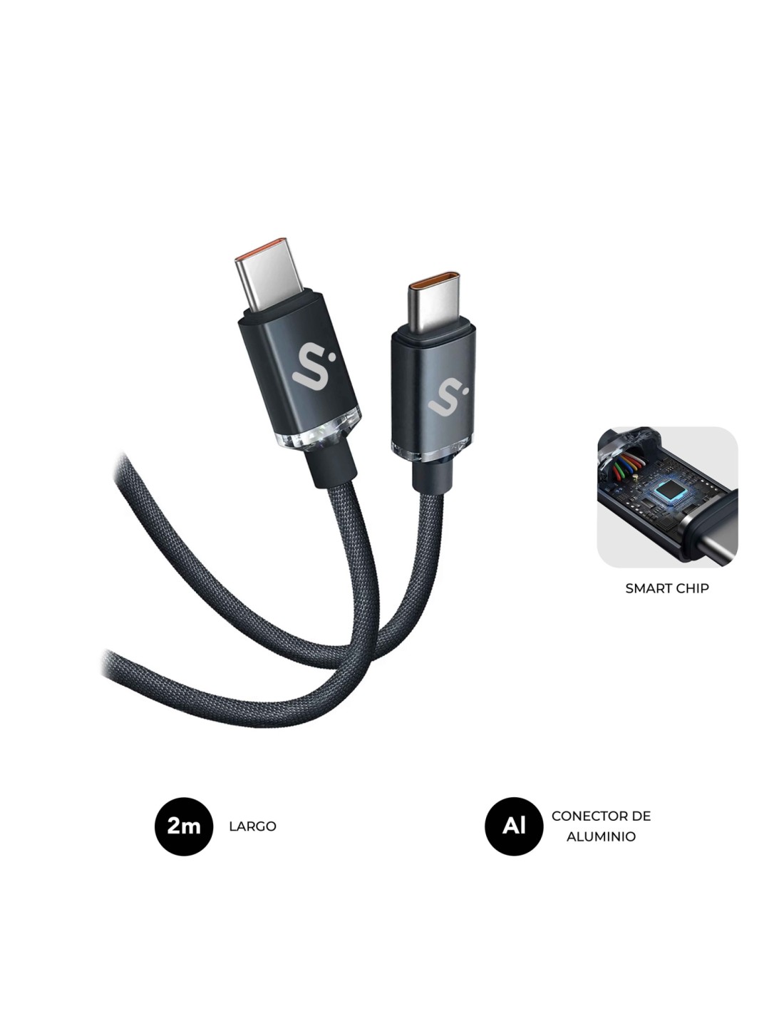 SUBBLIM CABLE OPTIMUS 60W C-C 2m BLACK
