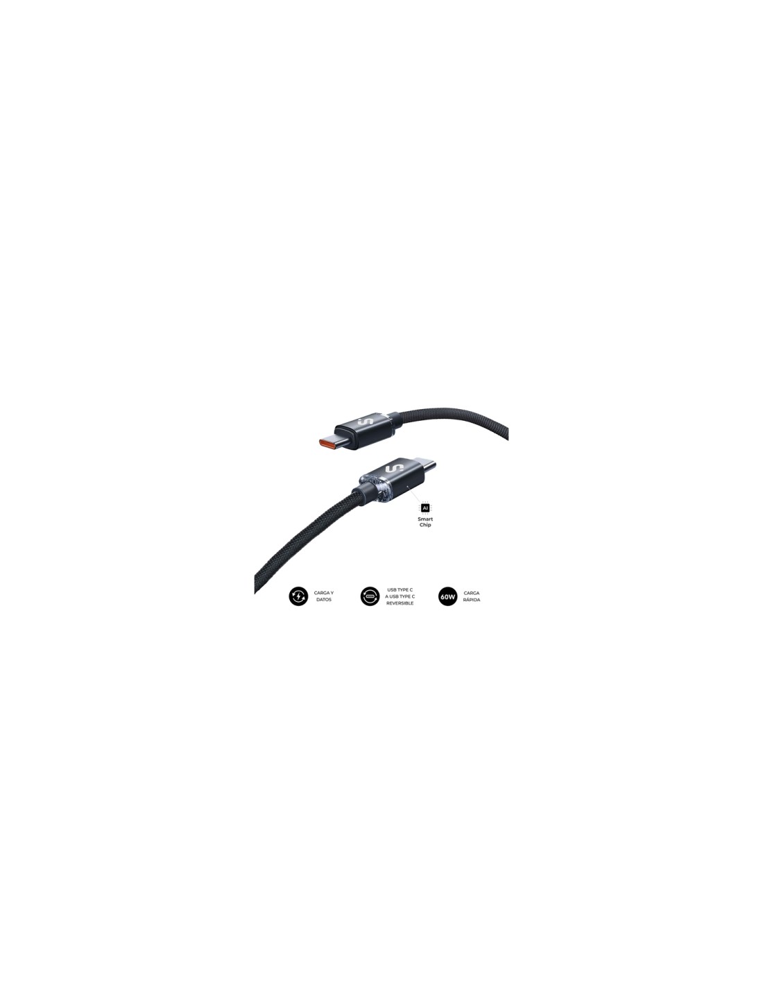 SUBBLIM CABLE OPTIMUS 60W C-C 2m BLACK