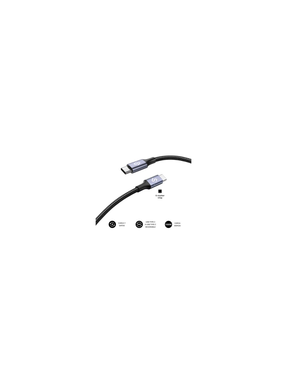 SUBBLIM CABLE PLUS 100W C-C 1m BLACK