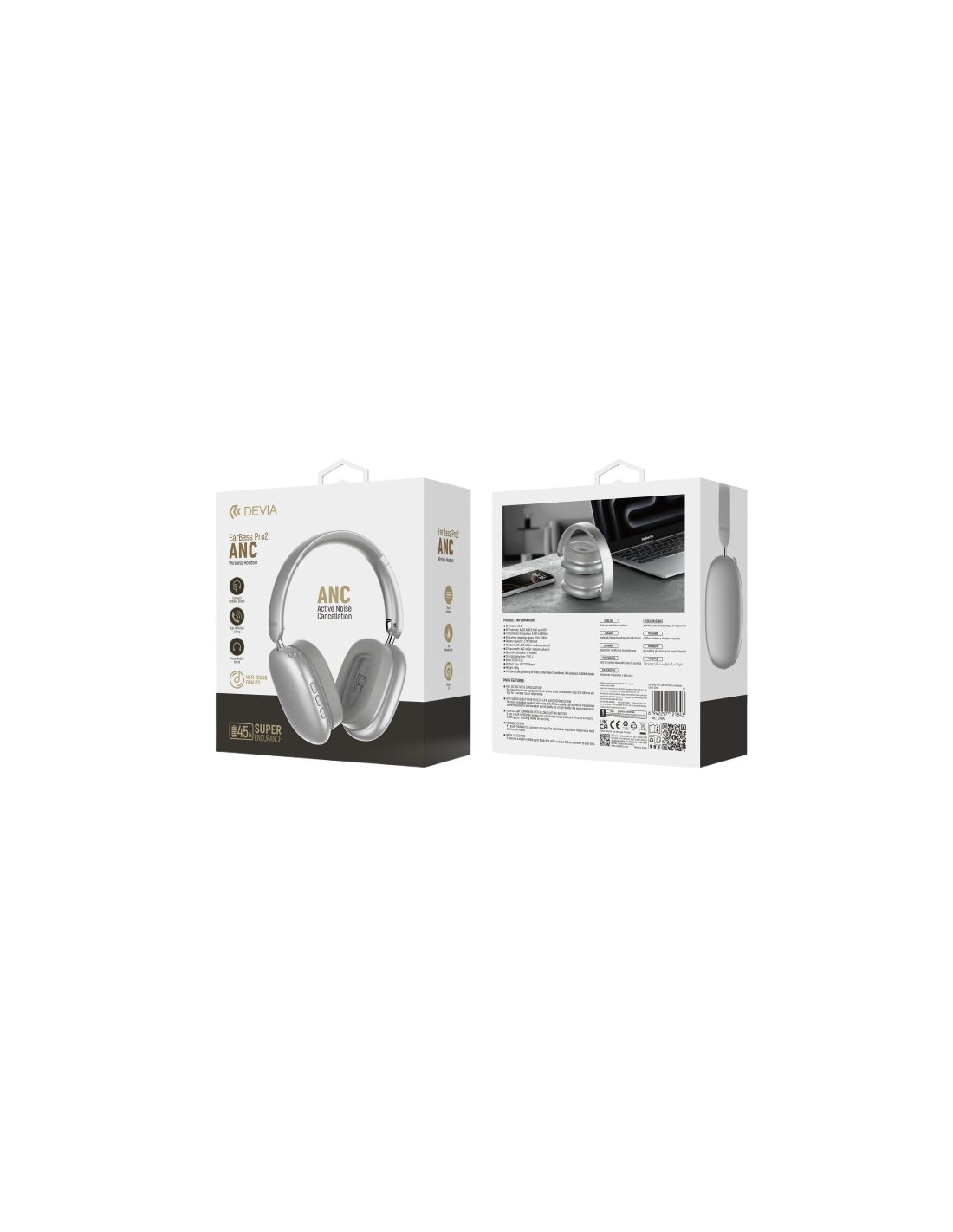 DEVIA AURICULAR BLUETOOTH ANC EARBASS PRO2 PLATA