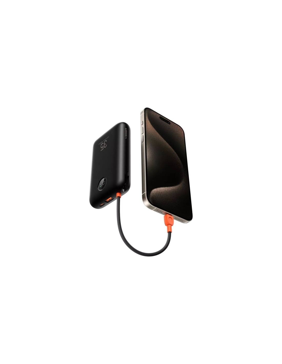 VEGER Powerbank 20000 mAh con cables Type C y Lightning inegrados 32Wk2 Negro