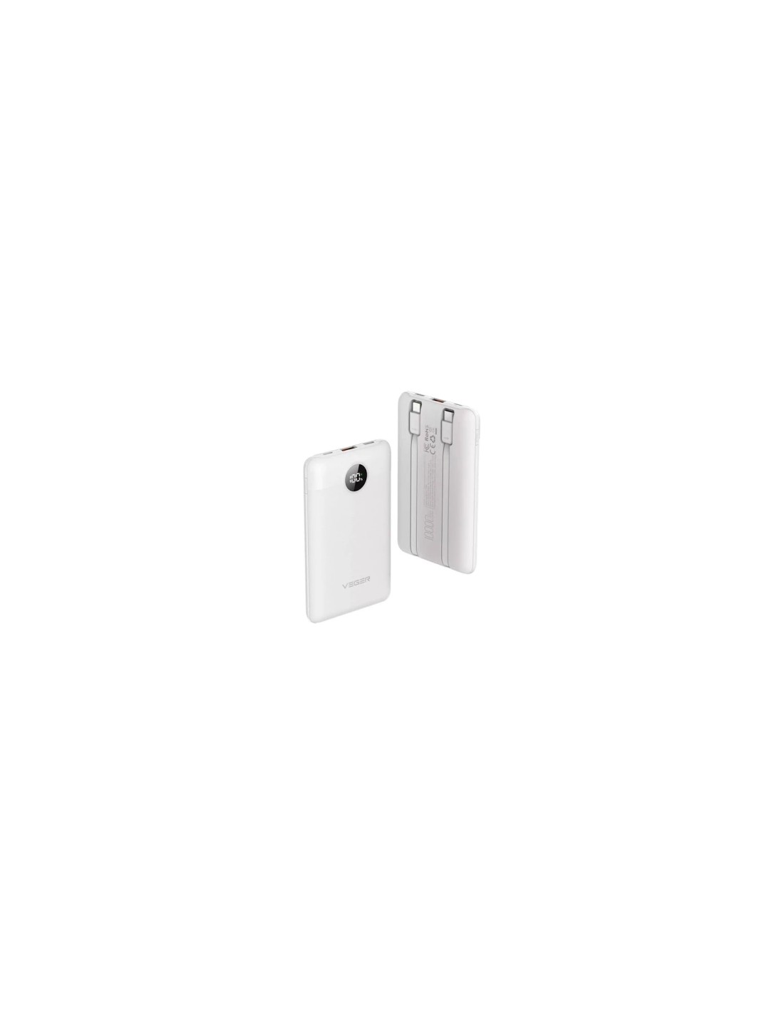 VEGER C11 VG-W1170 PowerBank 10000mAh smallest PD20W with cables bulit-in Blanco