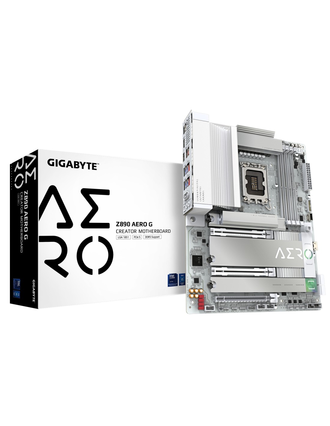 GIGABYTE Placa base Z890 AERO G - Compatible con CPUs Intel Core Ultra (Serie 2), VRM de 16+1+2 fases, hasta 8800MHz DDR5 (OC), 