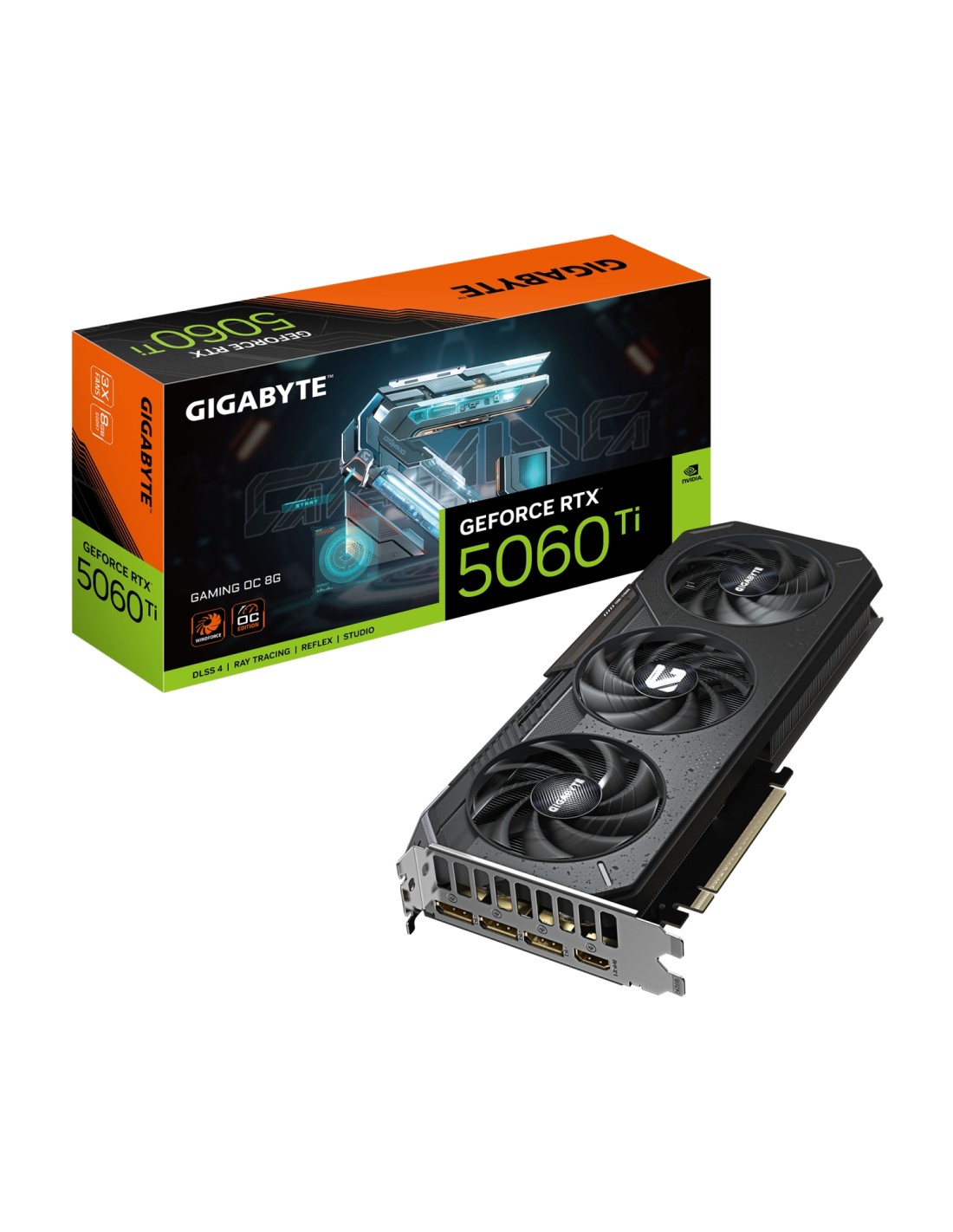 GIGABYTE GeForce RTX 5060 Ti GAMING OC 8G Tarjeta Gráfica ? 8 GB GDDR7, 128 bits, PCI-E 5.0, 2647 MHz Frecuencia del núcleo, 3 x