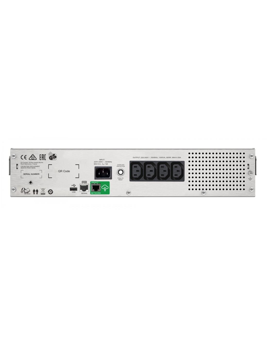 APC sistema de alimentación ininterrumpida (UPS) LÍ­nea interactiva 1000 VA, 600 W, 4 salidas AC Negro