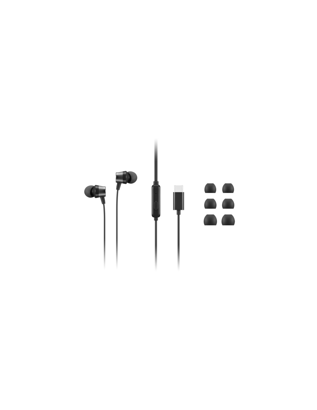 Lenovo 4XD1J77351 auricular y casco Auriculares Alámbrico Dentro de oído Oficina/Centro de llamadas USB Tipo C Negro