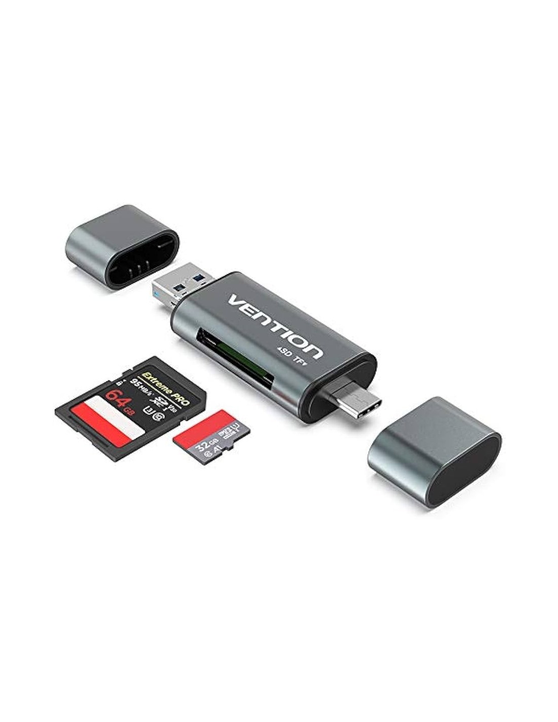 LECTOR DE TARJETAS EXTERNO VENTION USB-A 3.0 / USB-C MICROSD / TF DUAL DRIVE