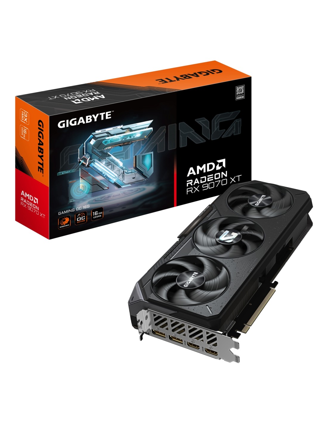 GIGABYTE Radeon RX 9070 XT GAMING OC 16G Tarjeta Gráfica - 16GB GDDR6, 256 bits, PCI-E 5.0, 3060 MHz Frecuencia Base, 2 x Displa