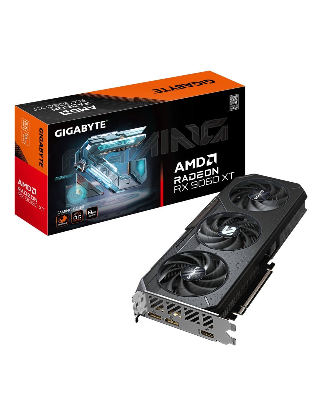 GIGABYTE Radeon RX 9060 XT GAMING OC 8G Tarjeta Gráfica - 8GB GDDR6, 128bit, PCI-E 5.0, 3320 MHz Frecuencia del núcleo, 2 x Disp