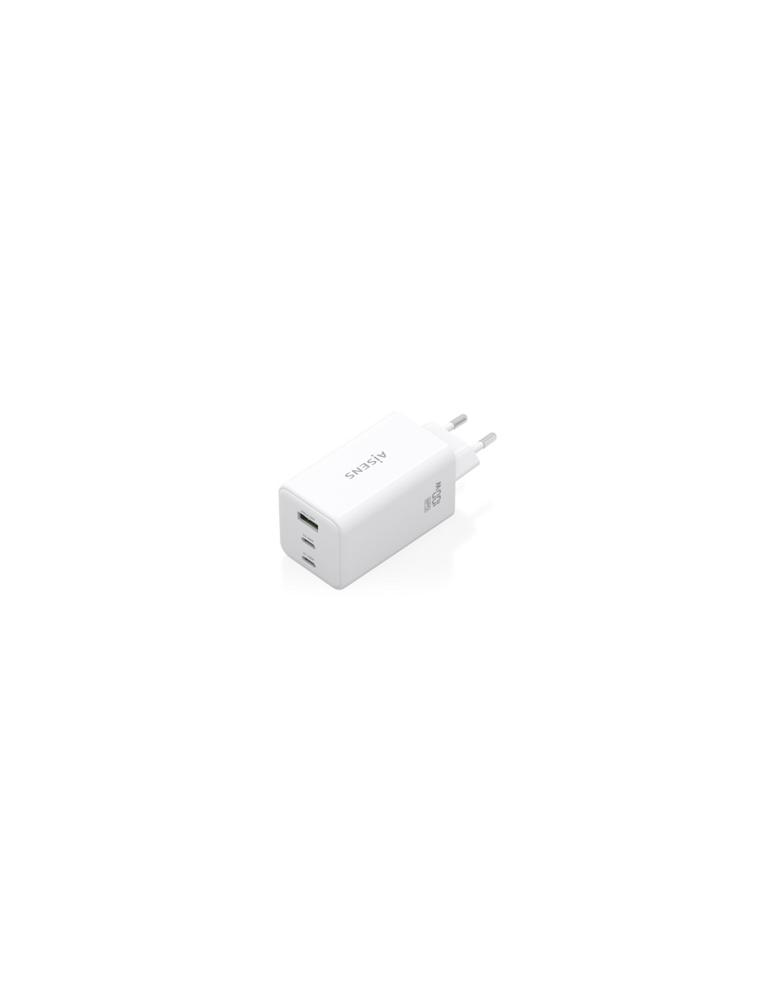 AISENS Cargador GaN 100W, 2x USB-C PD3.0 QC4.0 QC5.0, 1x USB-A QC3.0, Blanco