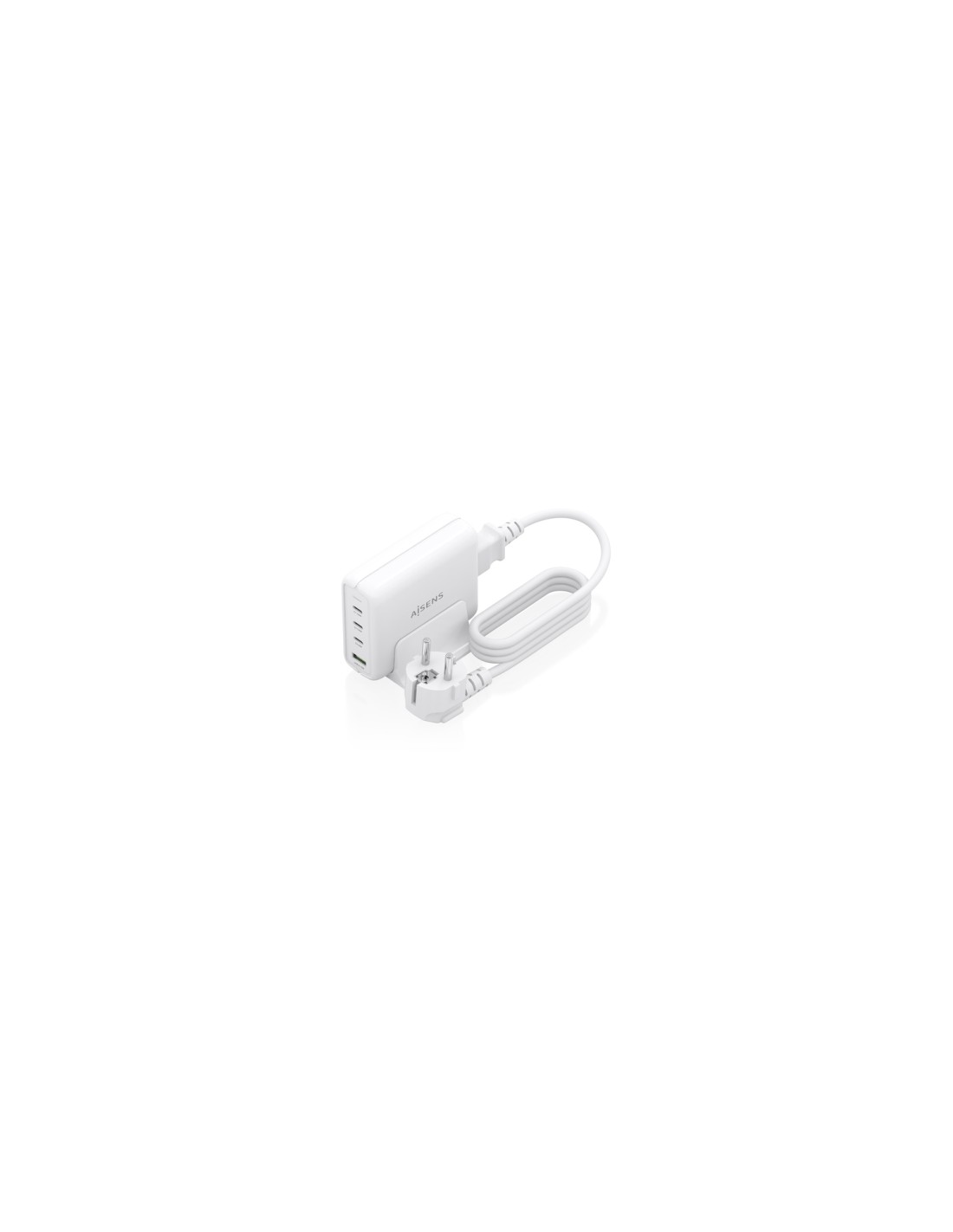 AISENS Cargador Sobremesa GaN 140W, 3x USB-C PD3.1 QC4.0 QC5.0, 1x USB-A QC3.0, Blanco