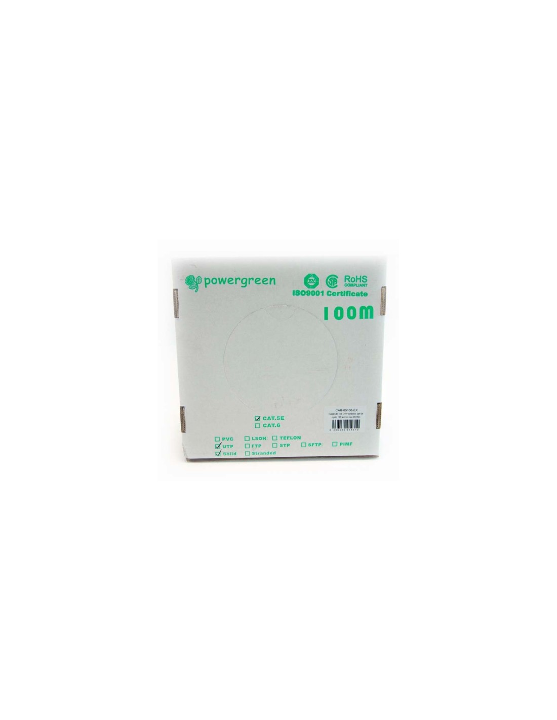 BOBINA DE CABLE Cat 5e UTP 100 METROS EXTERIOR RIGIDO CAJA 24AWG
