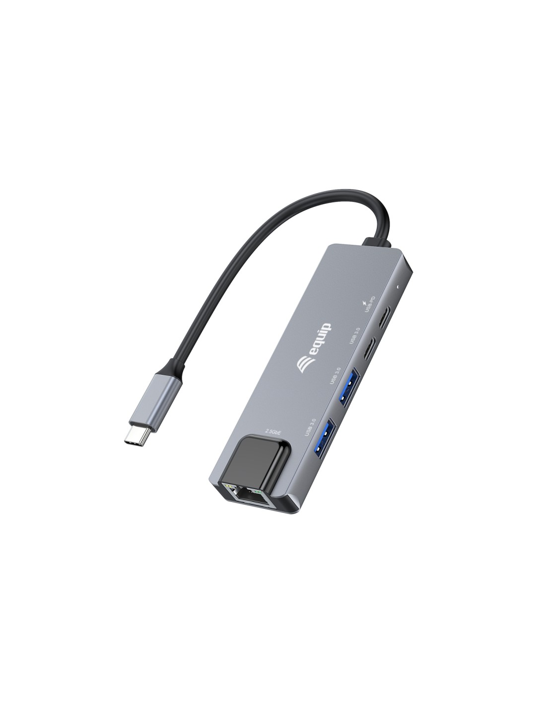 Equip 133496 Adaptador multifunción 5 en 1, 2,5 GbE, USB-A x 2, USB-C x 1, USB-C , 100 W USB PD