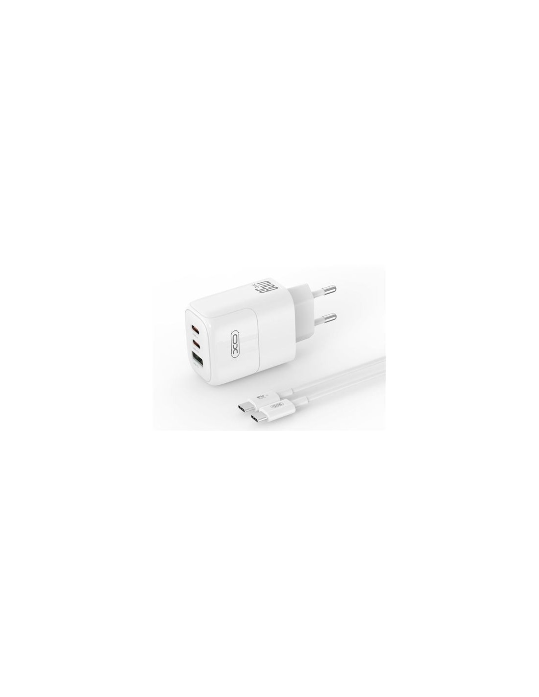 CARGADOR 2X TIPO C + USB 65W CARGA RÁPIDA + CABLE TIPO C