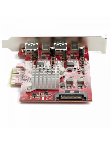 StarTech.com Tarjeta PCIe de 4 puertos usb rojo