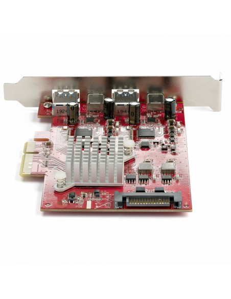 StarTech.com Tarjeta PCIe de 4 puertos usb rojo
