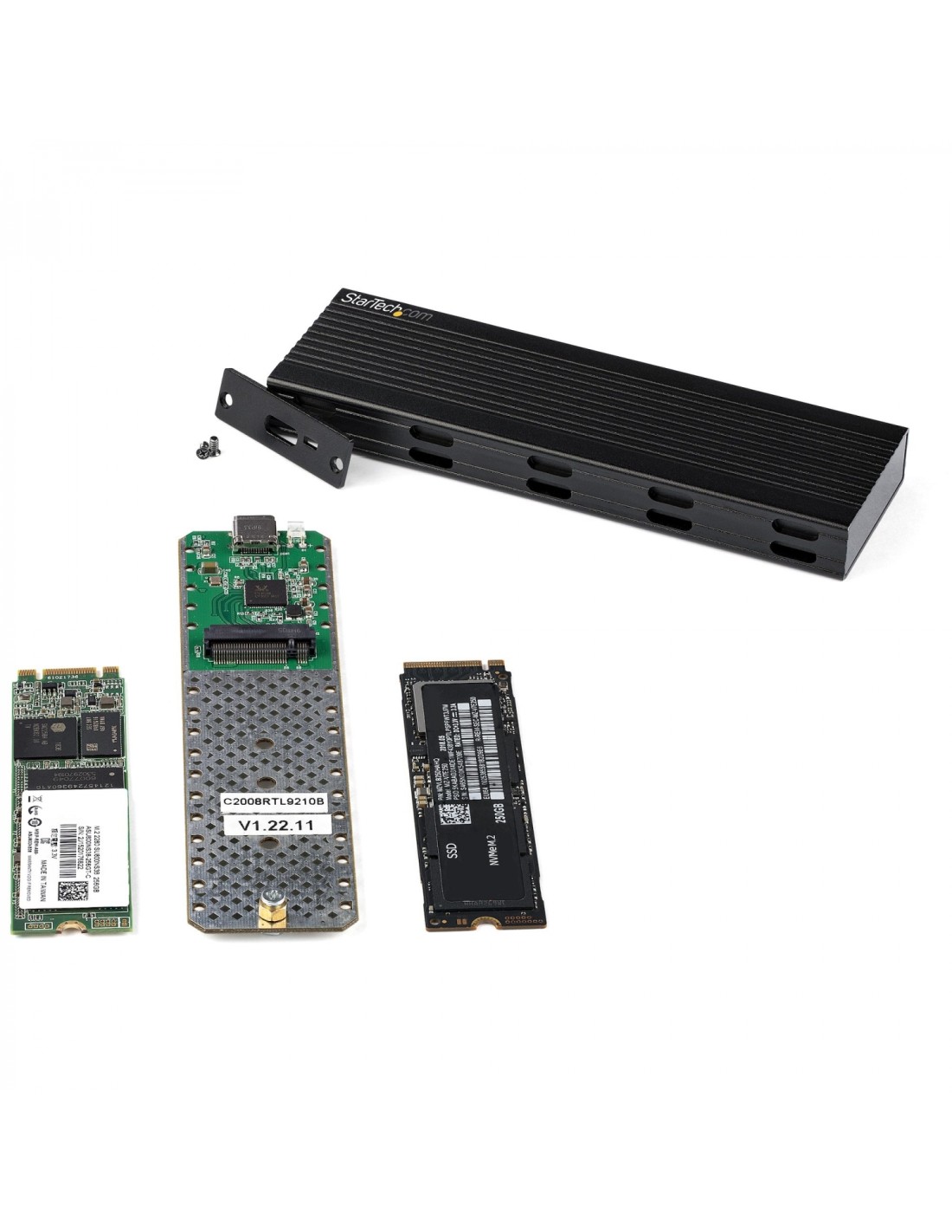 StarTech.com Caja Externa USB-C de 10Gbps a NVMe M.2 or SSD SATA M.2 - Carcasa de Aluminio Portátil para SSD NGFF M.2 PCIe/SATA 