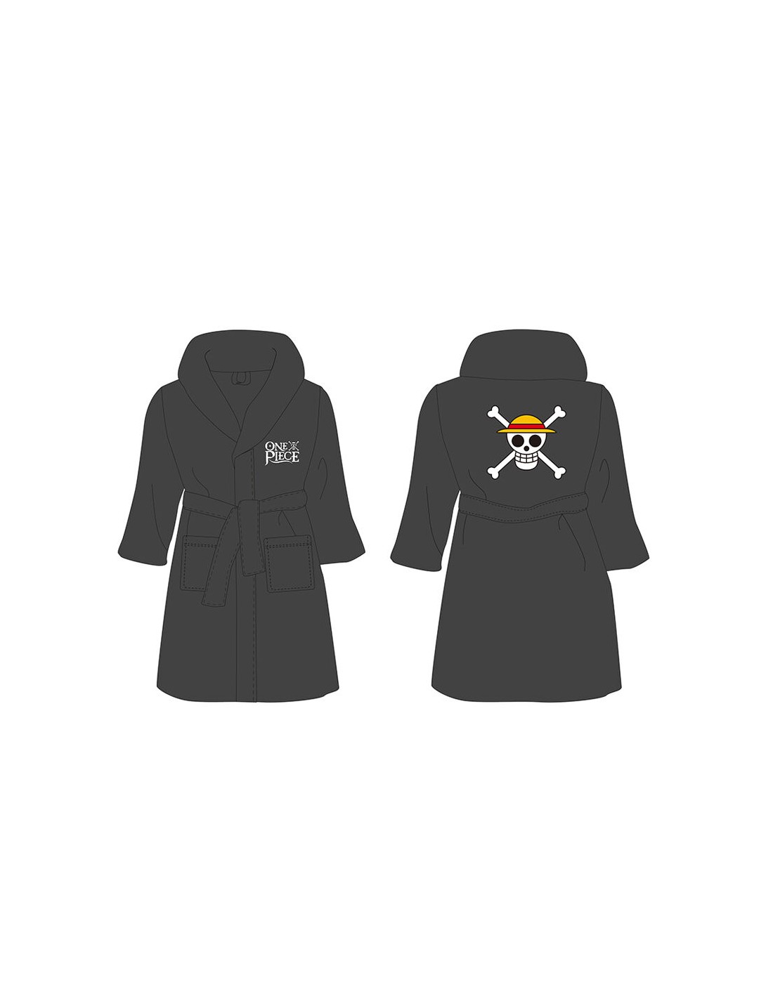 Bata estilo albornoz - Logo One Piece e insignia negra talla L