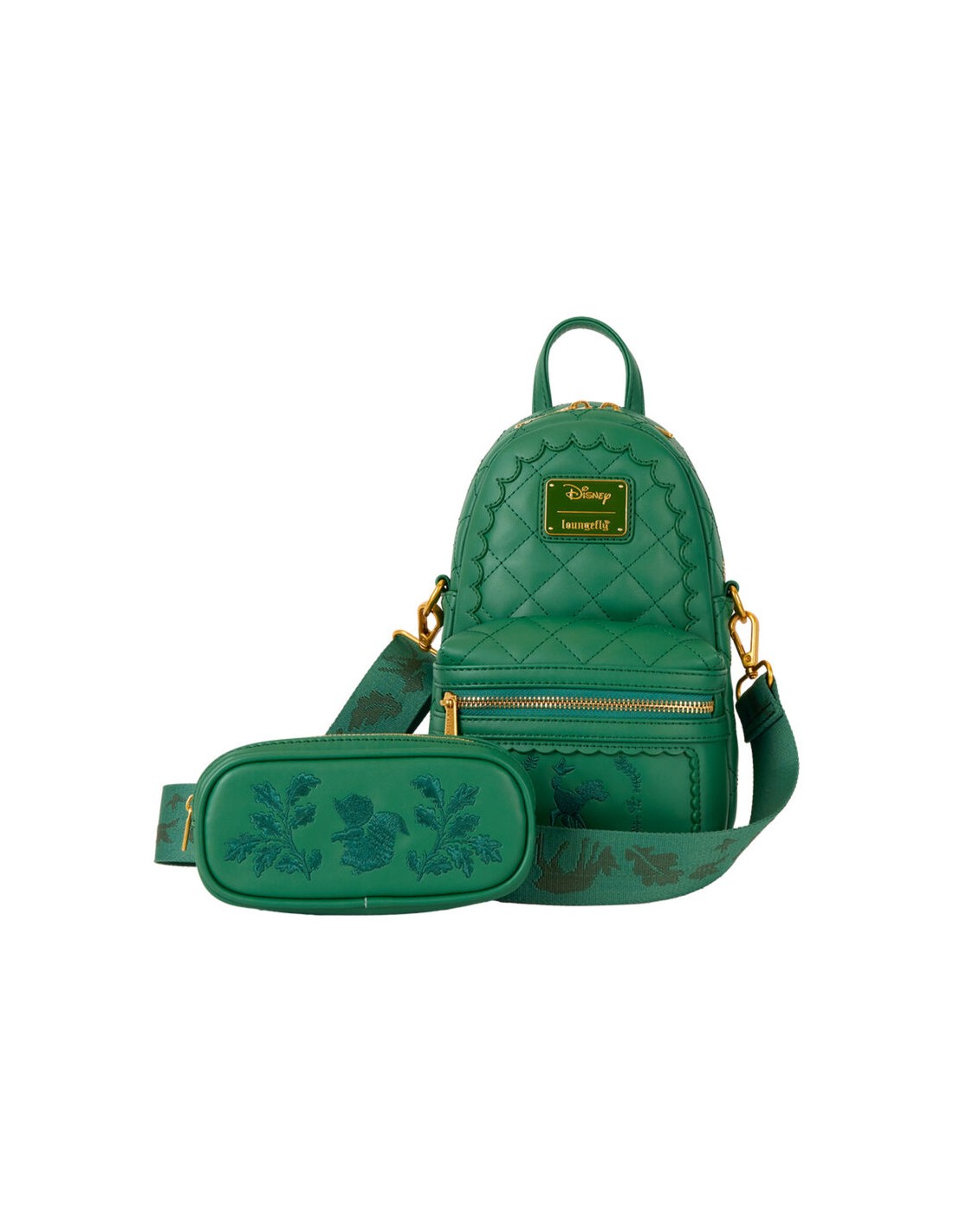 Bolso bandolera convertible Verde con cremallera amarilla Bambi