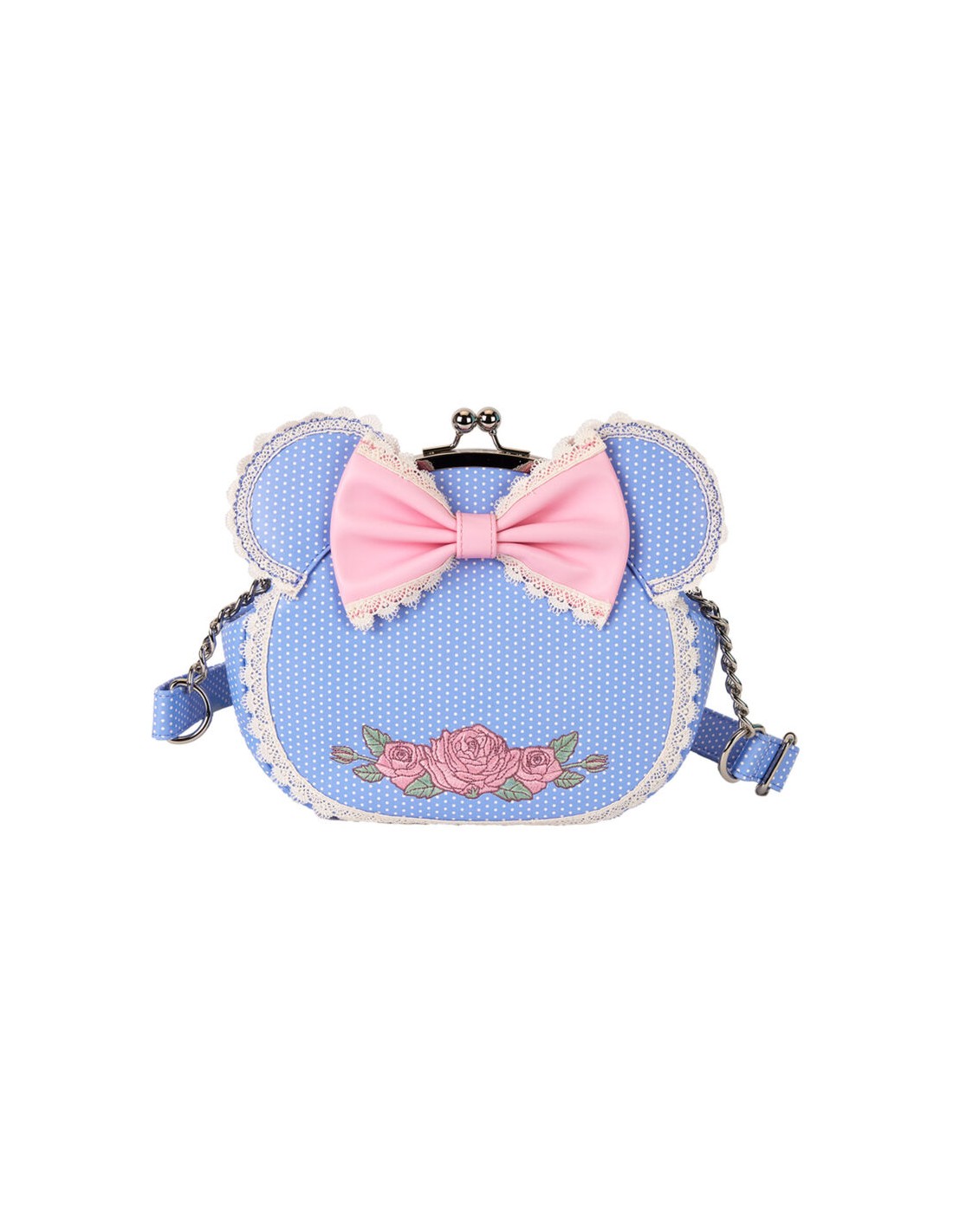 Bolso bandolera Minni Mouse cierre de beso y estampado de flores