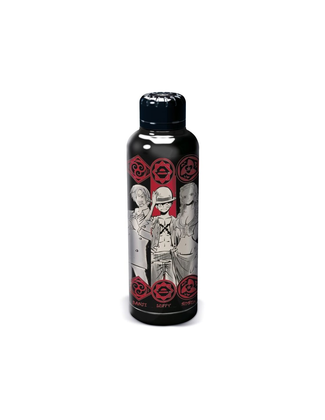 Botella termo One Piece personajes (negro/rojo) 515 ml