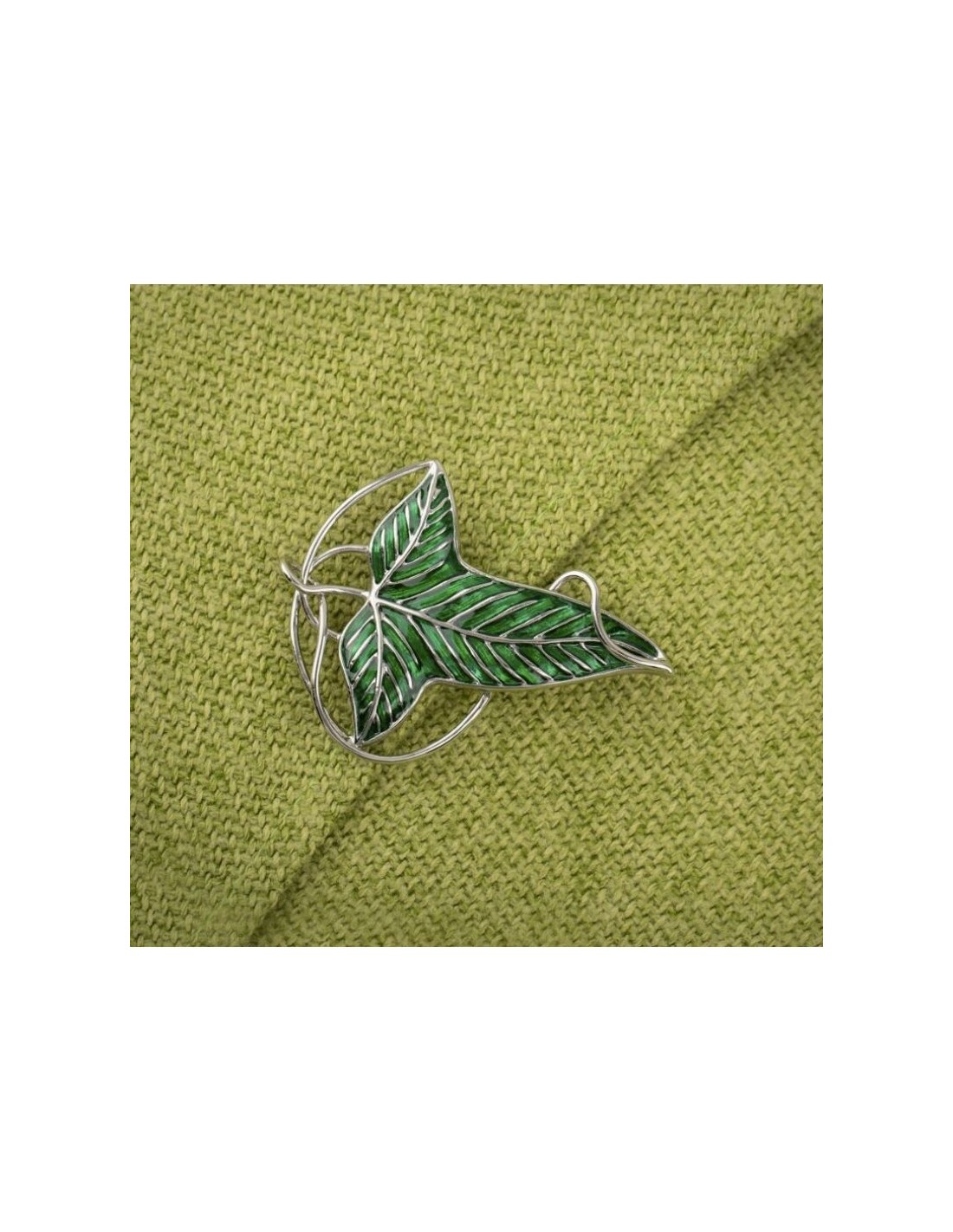 Broche Hoja de Lorien LatÃ³n y resina. 6.7 x 5 x 1 cm