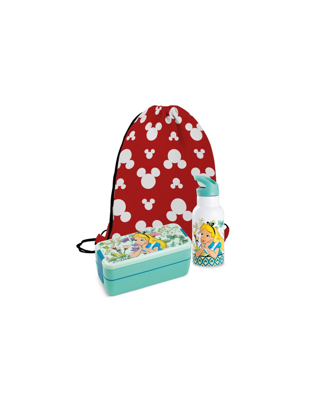 AliceTales Fiambrera + Juego de Botellas TÃ©rmicas con Bolsa