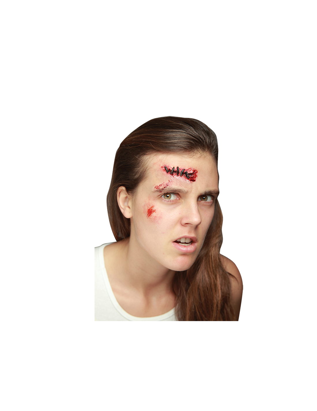 AplicaciÃ³n de LÃ¡tex y maquillaje herida con grapas