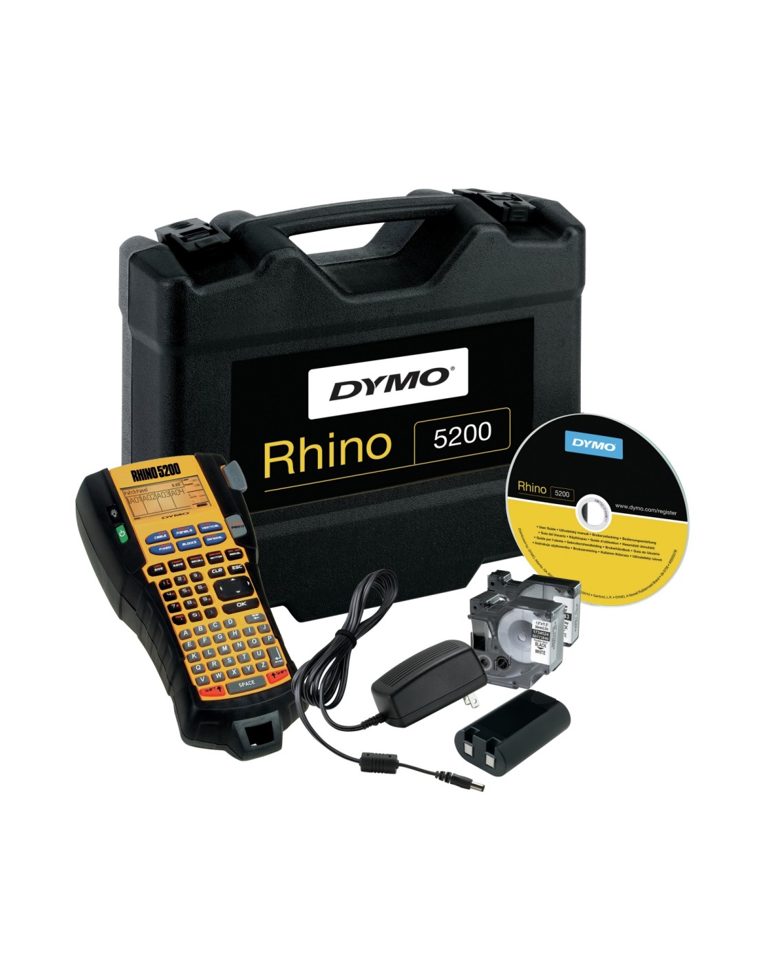 DYMO RHINO 5200 Kit impresora de etiquetas Transferencia térmica 180 x 180 DPI ABC Negro, Amarillo
