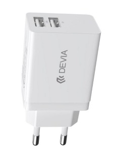 DEVIA CARGADOR DOBLE USB 2.4A CARGA RÁPIDA BLANCO