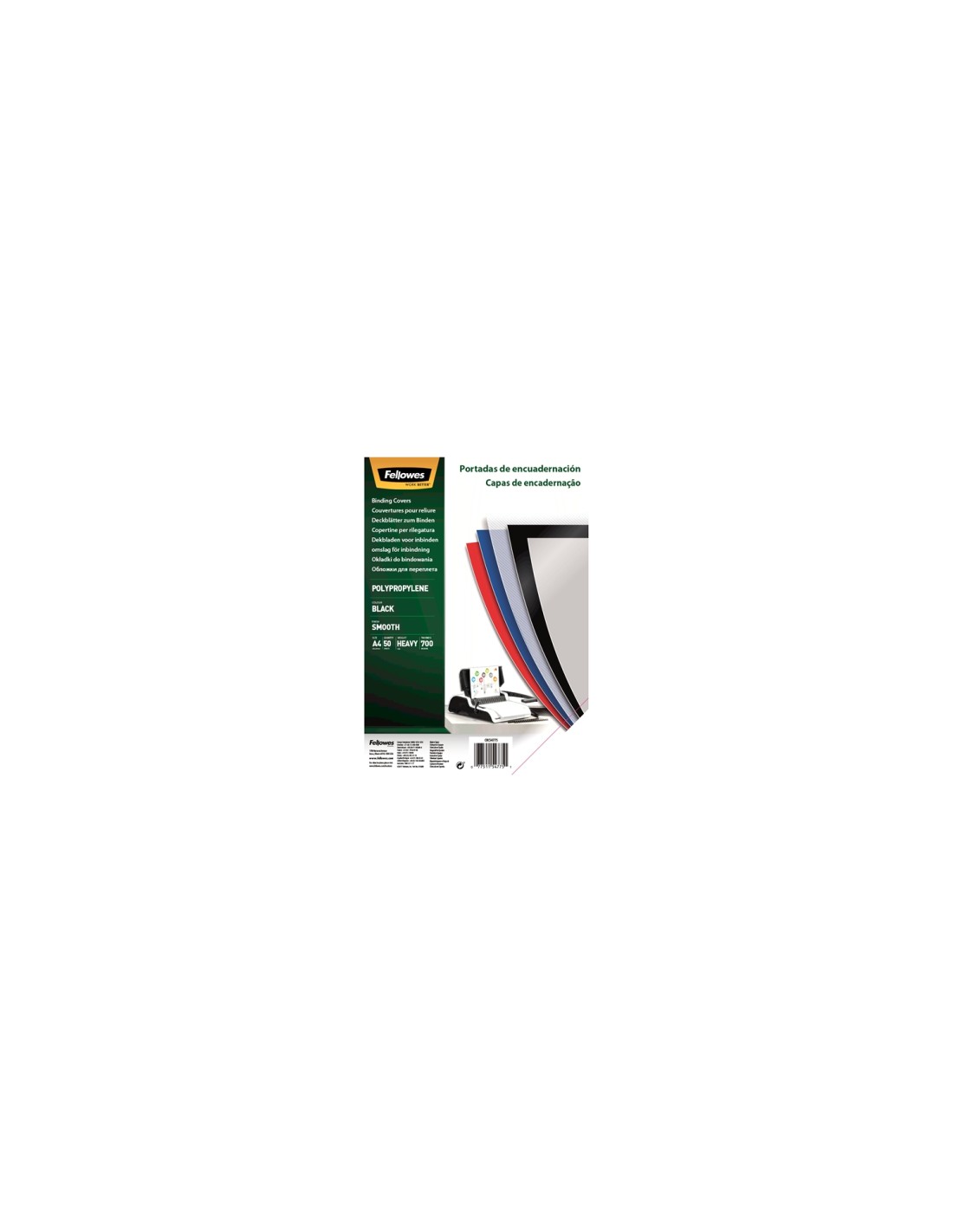 Fellowes Portadas Polipropileno A4 700 Micras Negro Pack 50 Uds