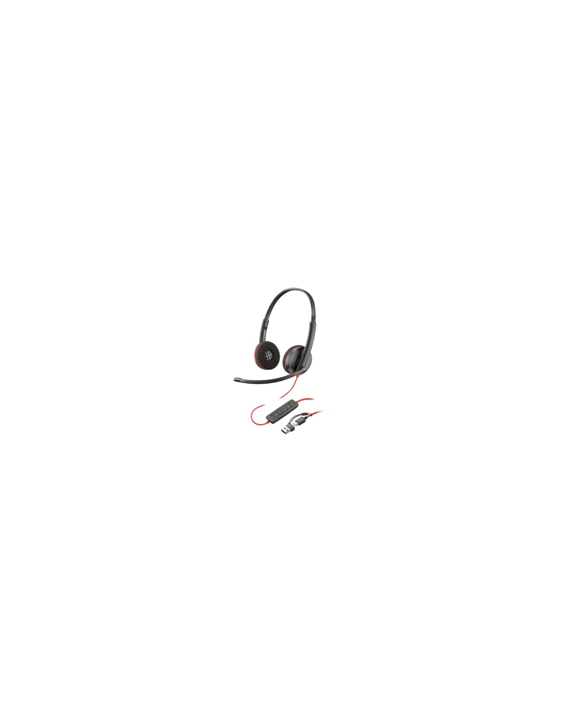 POLY Auriculares Blackwire 3220 estéreo USB-C negro + adaptador USB-C/A (paquete)