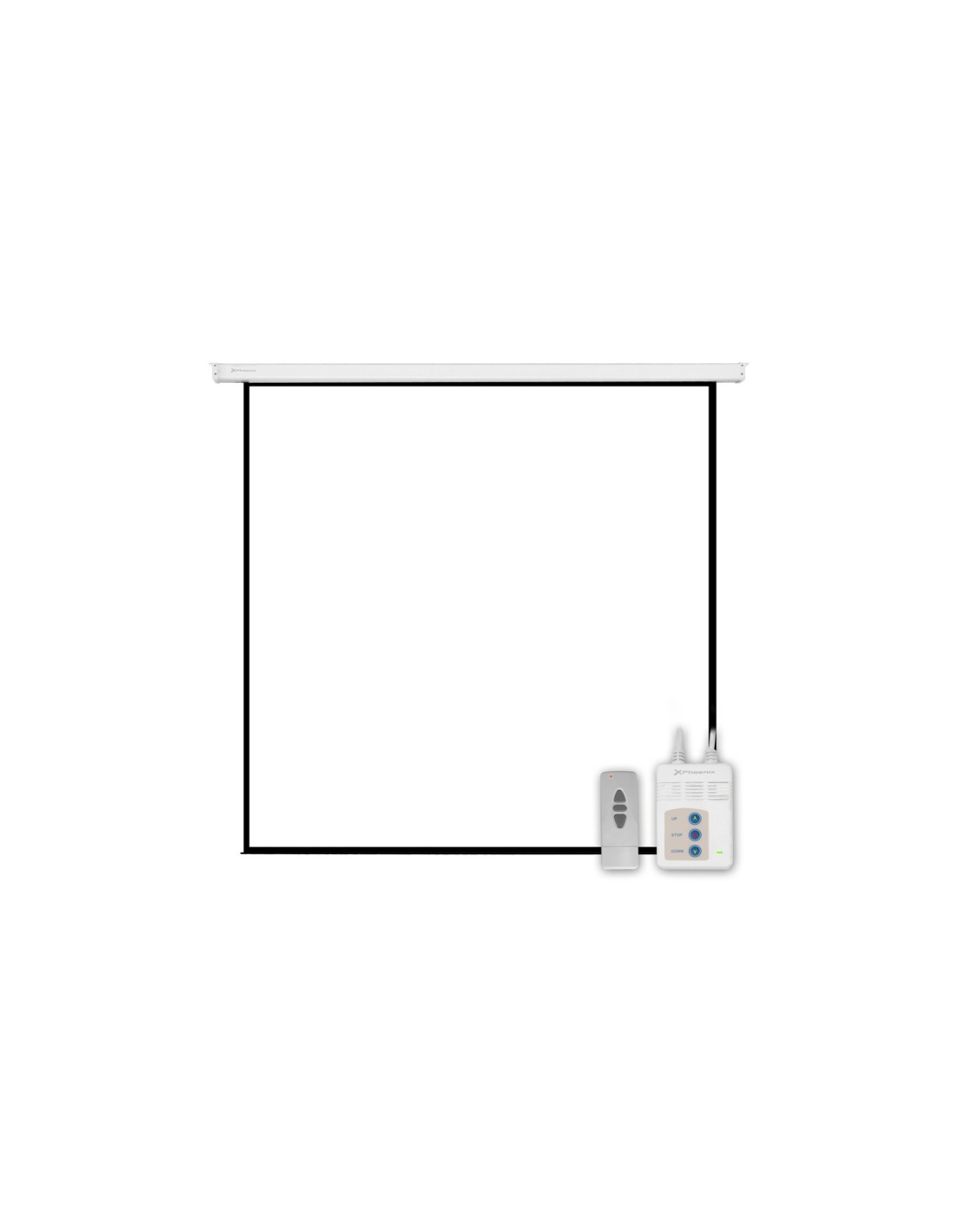 Pantalla electrica videoproyector phoenix pared y techo 135p 2.4mx2.4m posicion ajustable carcasa blanca tela super resistente P