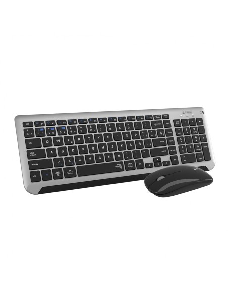 SUBBLIM Teclado con Ratón Bluetooth + 2.4G Combo Dual Prestige Extendido Gris/Negro