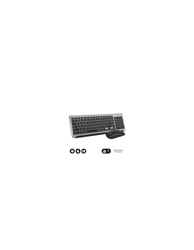 SUBBLIM Teclado con Ratón Bluetooth + 2.4G Combo Dual Prestige Extendido Gris/Negro