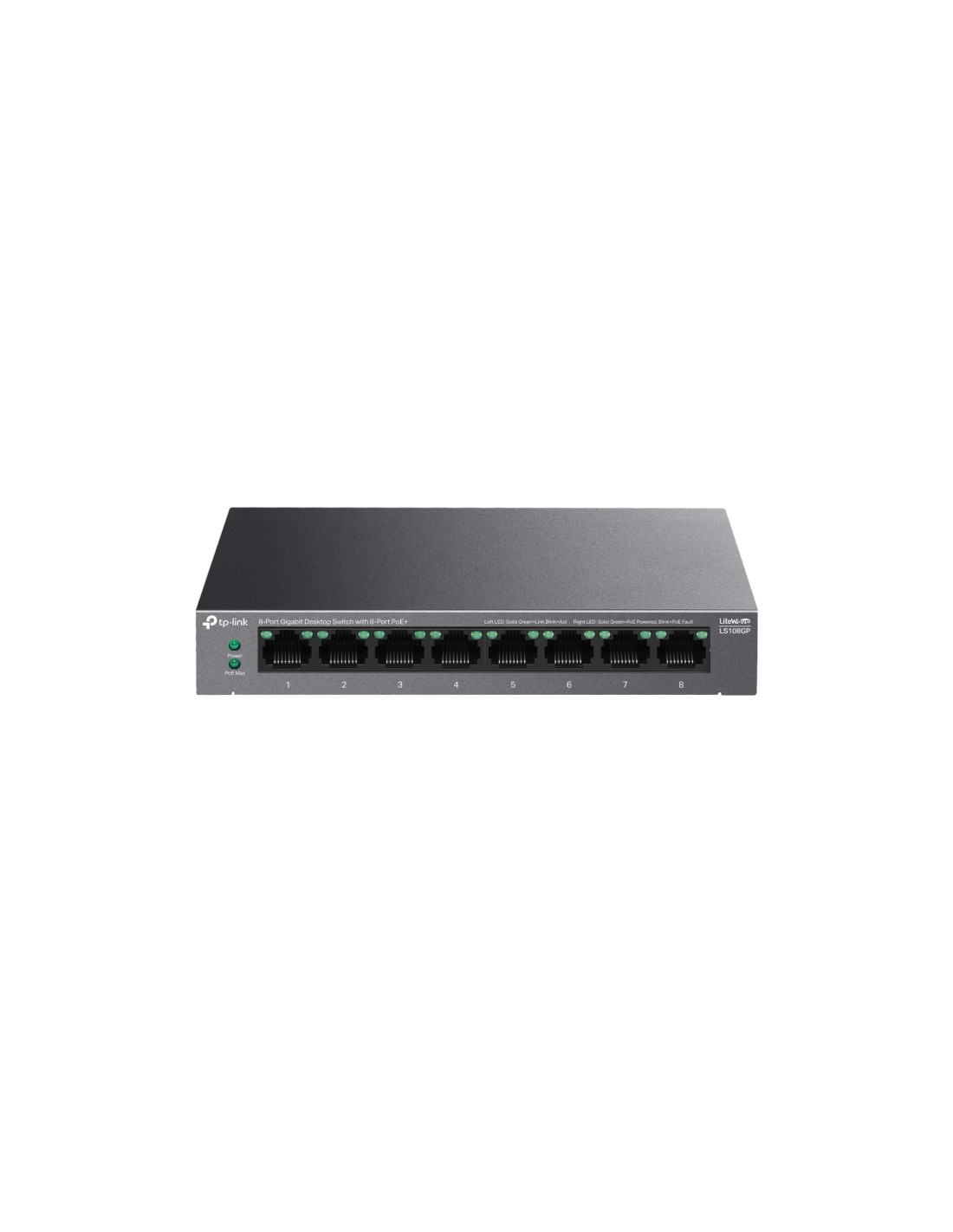 TP-Link LiteWave LS108GP switch No administrado Gigabit Ethernet (10/100/1000) EnergÍ­a sobre Ethernet (PoE) Negro