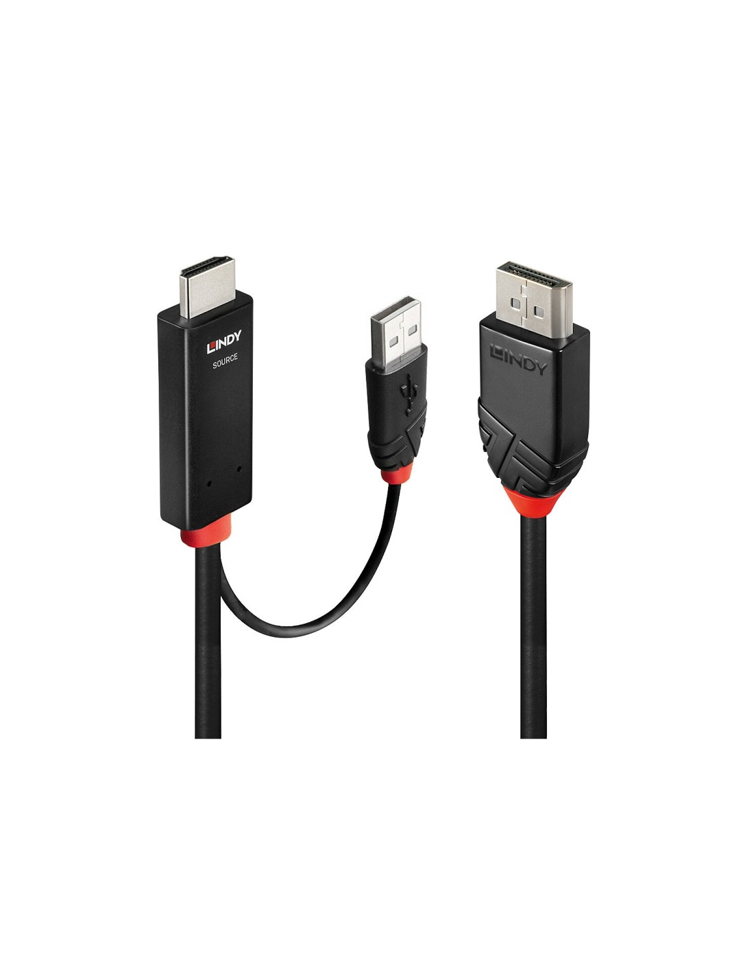 Lindy 41498 adaptador de cable de vÍ­deo 1 m HDMI + USB Type-A DisplayPort Negro