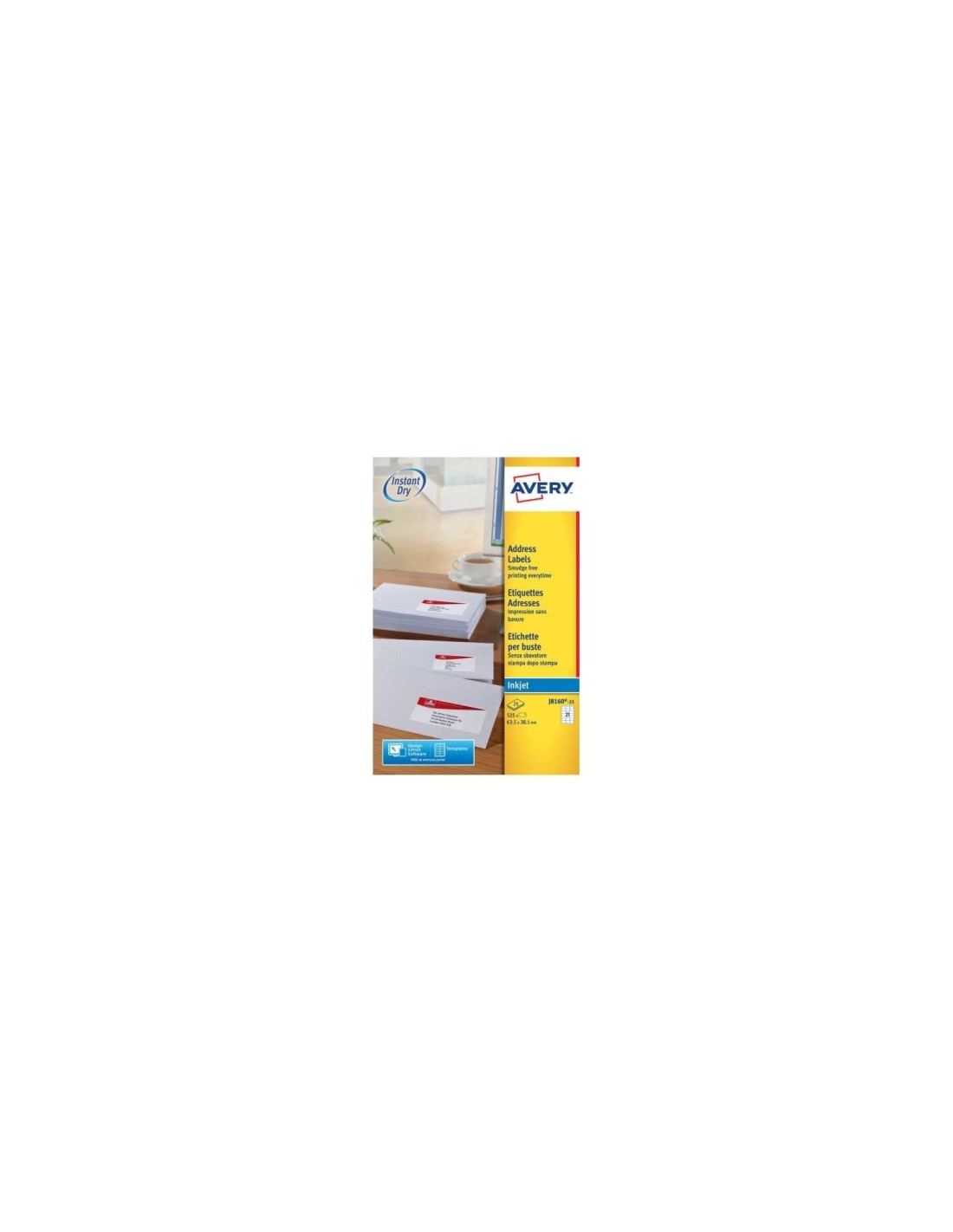 Avery J8160-25 etiqueta de impresora Blanco