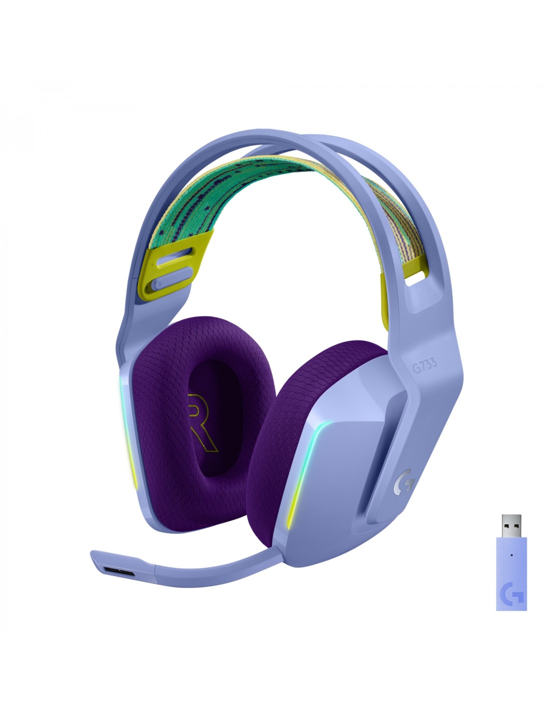 Logitech G G733 LIGHTSPEED Wireless RGB Gaming Headset Auriculares Inalámbrico Diadema Juego Lila