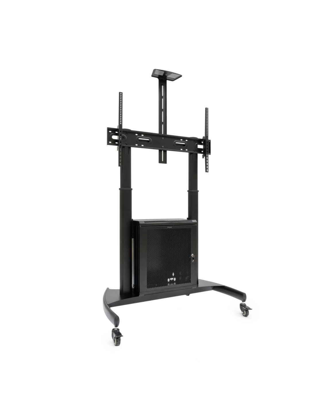 TooQ ?NARNIA? Soporte de Suelo con Armario Multiusos + Accesorios Rack para Pantallas 60"- 100", Negro