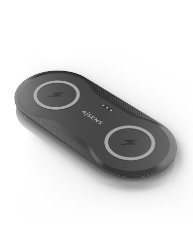 AISENS Cargador Inalambrico USB-C 15W 2 en 1 Para Movil Auriculares, Negro