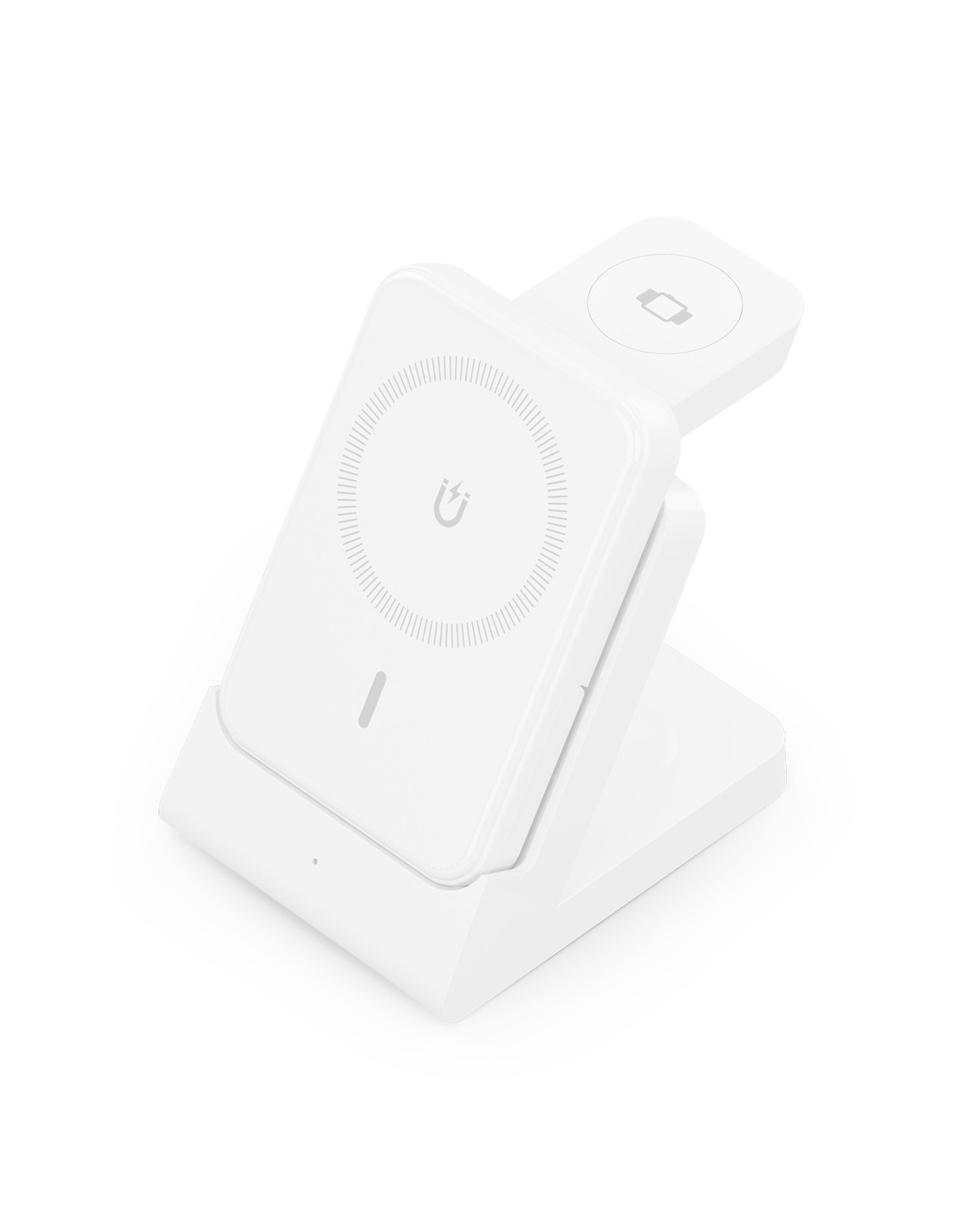 AISENS Cargador Inalambrico USB-C 4 en 1 De 15W Para Movil, Apple Watch, Auriculares Con Estuche De Carga, Blanco