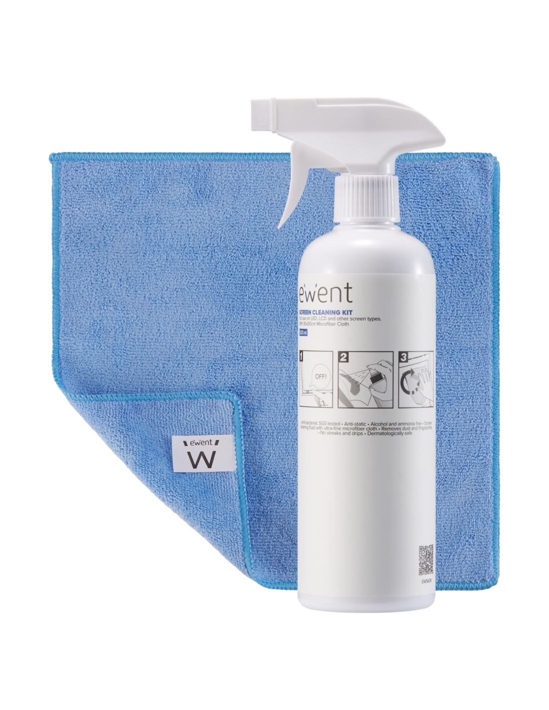 Ewent EW5678 kit de limpieza para computadora Pantallas / Plásticos, Universal Kit de limpieza para equipos 500 ml