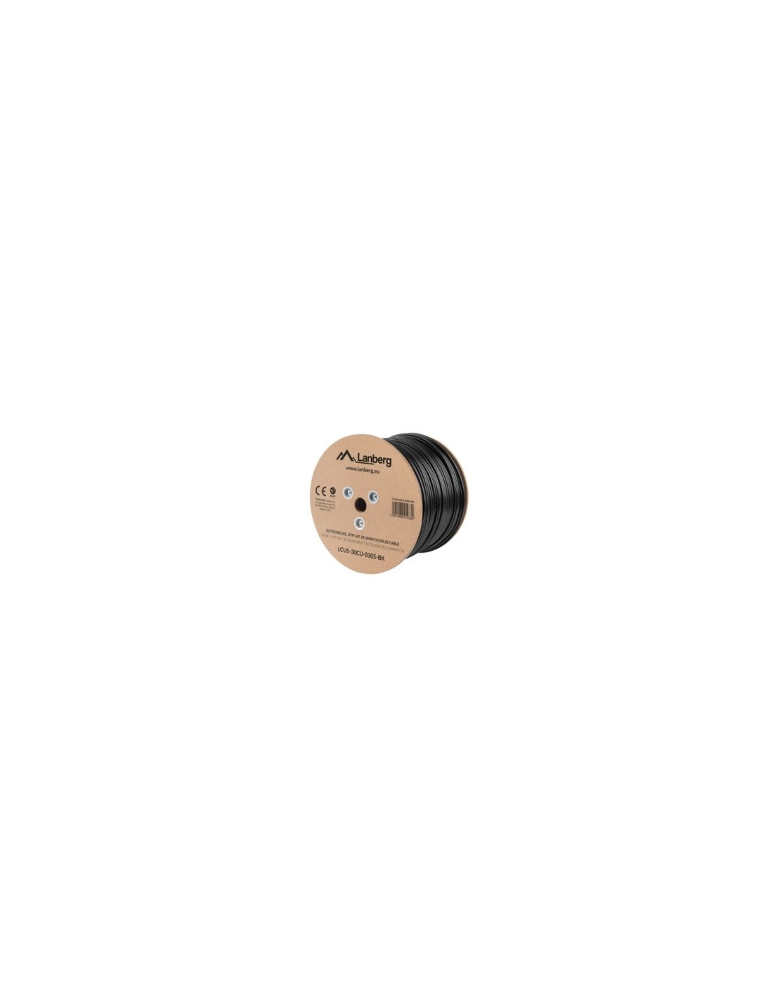 BOBINA DE CABLE PARA EXTERIOR LANBERG RJ45 CAT 5E UTP AWG24 GEL 305M NEGRO LCU5-30CU-0305-BK