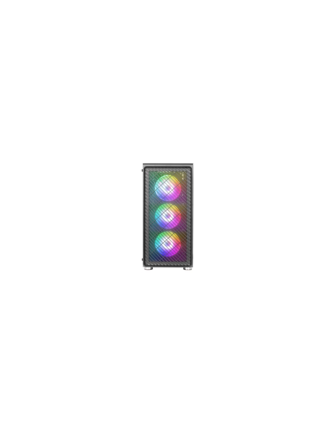 Mars Gaming MC-F Negro, Semitorre Gaming ATX, Ventana Completa Cristal Templado, Frontal Metal-Mesh, 4x Ventiladores ARGB 120mm