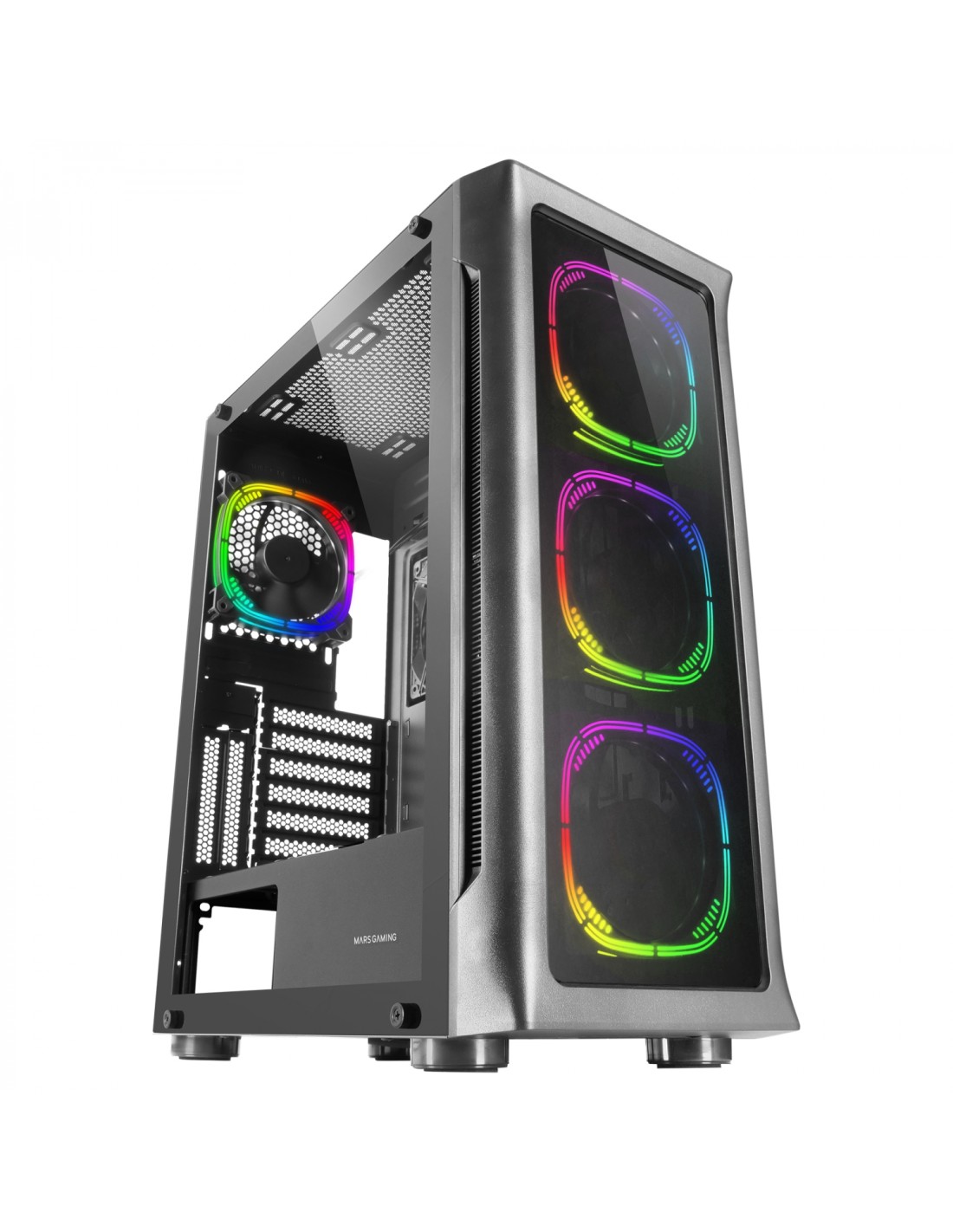Mars Gaming MC-NEO Negro Torre Gaming XXL E-ATX Ventana Lateral y Frontal Cristal Templado 4x Ventiladores ARGB 120mm + Ventilad